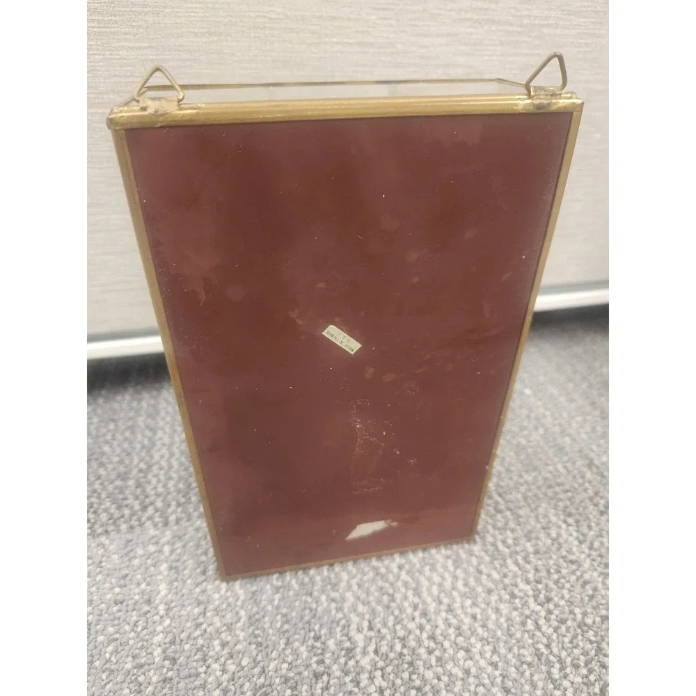 Vtg Brass Mirrored Glass Tabletop /Wall Mount Mini Curio Trinket Cabinet 8 1/4